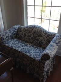 Blue & White floral slipcovered Loveseat