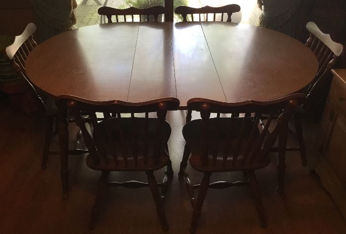 VINTAGE TABLE, 6-CHAIRS, 2-LEAVES