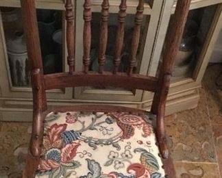 ANTIQUE CHAIR W/UPHOLSTERED SEAT
