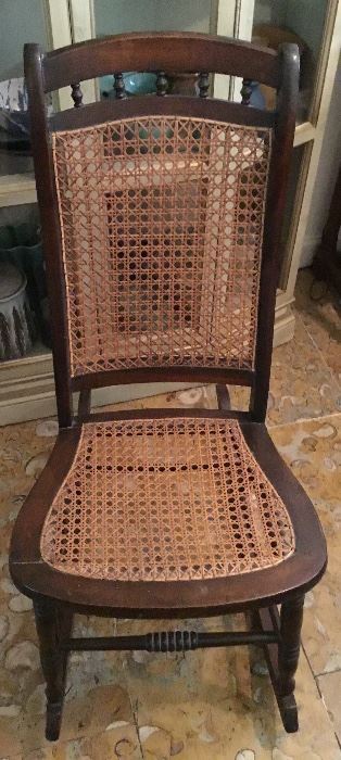 ANTIQUE CANED BOTTOM/BACK ROCKER