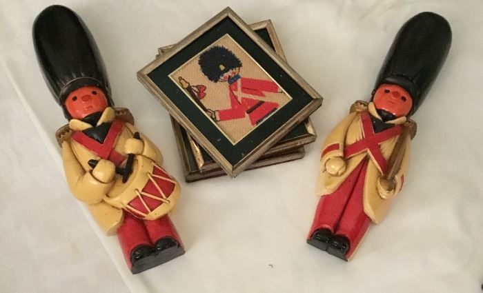 VINTAGE CHALK WARE SOLDIERS, FRAMED ART
