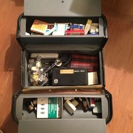 ANTIQUE LEATHER LARGE "EMMDEE" MEDICAL BAG W/ACCESSORIES (NO DRUGS)