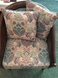 MID-CENTURY CANED BARREL CHAIR