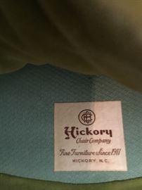 GREEN VELVET HICKORY CHAIR COMPANY BARREL CHAIRS (2)