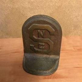 ANTIQUE NCSU BRASS BOOKEND. FORGED ON CAMPUS.