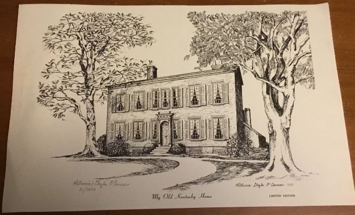 "MY OLD KENTUCKY HOME" PRINT SIGNED, NUMBERED