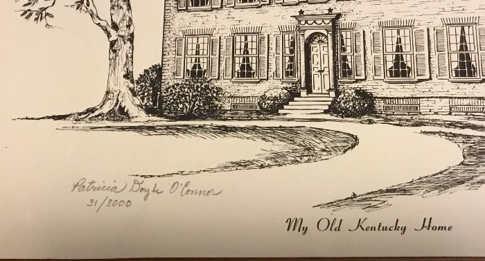 "MY OLD KENTUCKY HOME" PRINT SIGNED, NUMBERED
