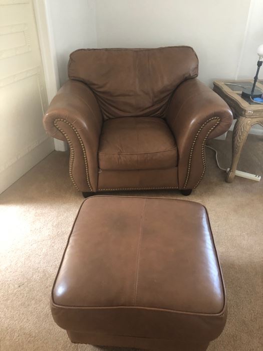chair and ottoman leather