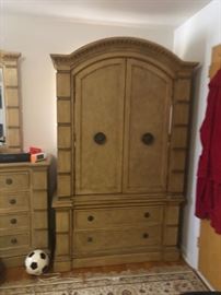 with matching armoire and triple dresser and 2 end tables