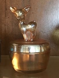 Carnival Glass Deer Powder Dish 