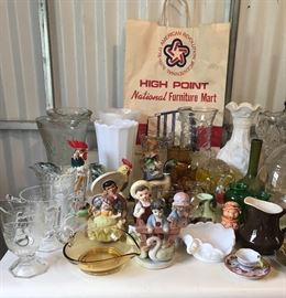 Assorted Figurines and Glass