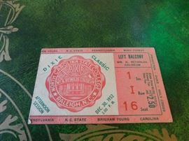 1952 Dixie Classic Basketball Ticket Stub
