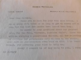 Debbie Reynolds Autographed Letter