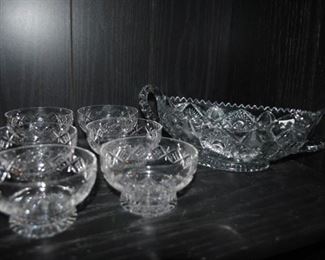 Stuart Glass crystal sherbert bowls cut glass dish