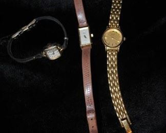 Hamilton watch with gold fill clasp, Timex and Pulsar ladies watches