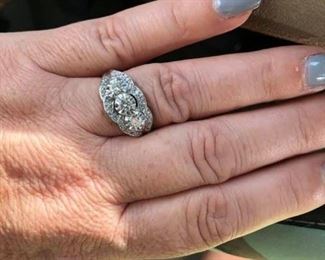 14K white gold diamond ring aprox 1 1/2 carats