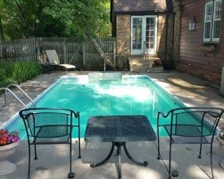 pool furniture and pool toys, outdoor tools