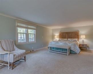 king size bed, nightstands, lighting, etc