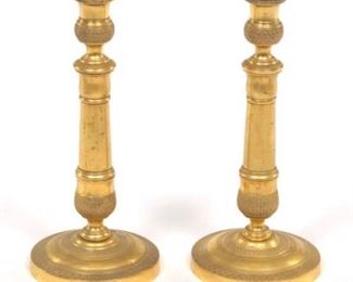  Napoleon III Pair of Gilt Brass Candlesticks 