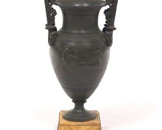  Neoclassical Style Patinated Metal Vase and Marble Base, ca. 19th Century 