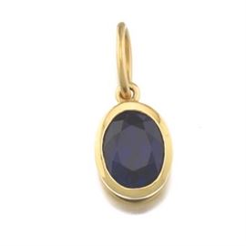 18k Gold and Blue Sapphire Pendant 