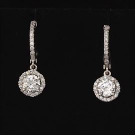 A Pair of Diamond Pendant Earrings 