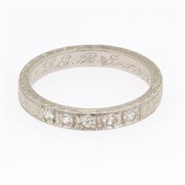 Art Deco Platinum and Diamond Band 