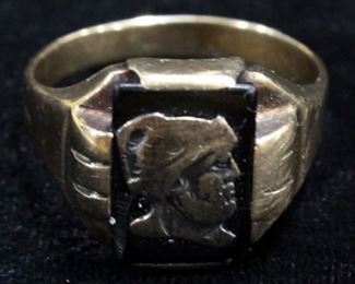10K Gold Ring, With Image Of Knight, Size 11 3/4