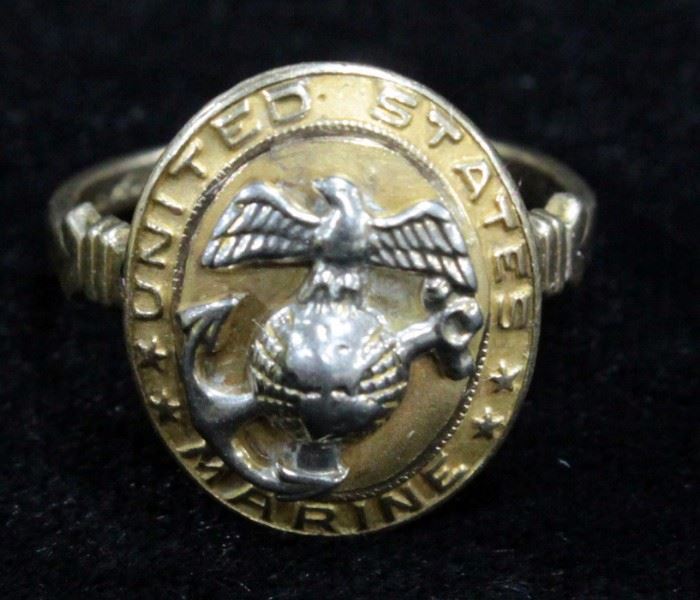 Woman's 10K Gold U.S. Marine Corps Ring, Size 4 3/4