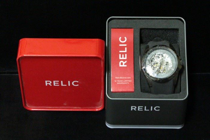 Men's Relic Skeleton Watch ZR 11971 In Original Metal Case
