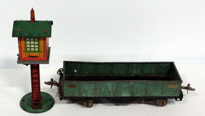 Lionel Lines Tin Gondola Car And American Flyer Watchman's Tower