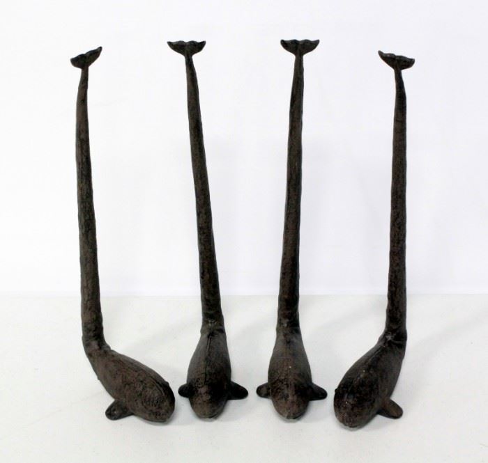 Rustic Brown Cast Iron Long Tail Whale Paper Towel Holders 16.25"H Qty 4