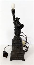 Vintage Statue Of Liberty Brass Electric Lamp With Dimmer Switch, 14.5"H With Bulb, Powers On