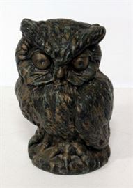 Painted Owl Statuette, 9"H