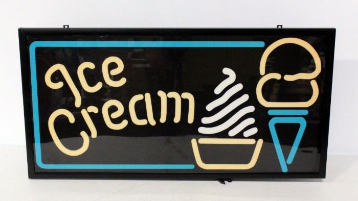 Ice Cream Electric Light Up Sign 26.25"W x 13.5"H x 3.75"D, Powers On
