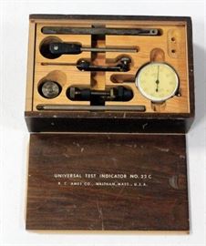 Vintage Universal Test Indicator No. 22 C B.C. Ames Co. Waltham MA In Wood Box