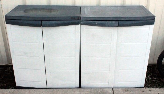 Plastic Double-Door Storage Cabinets With Adjustable Shelves 30"W x 36"H x 20"D Qty 2