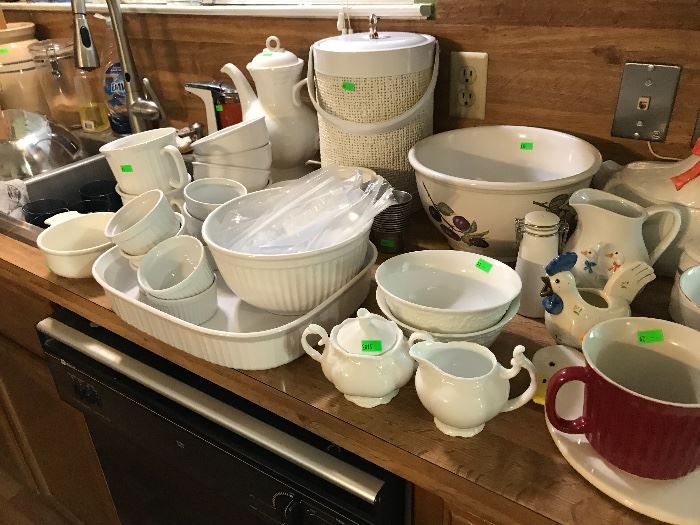 Pyrex and White Corningware