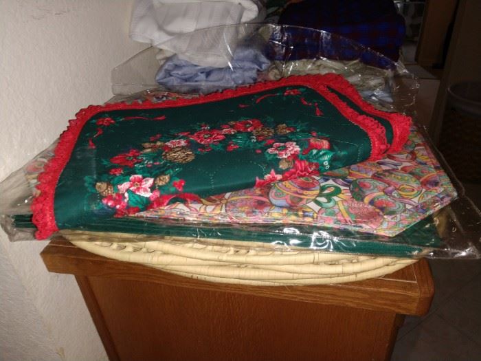 Sooo many linens, every season of placemats, table clothes, cloth napkins
