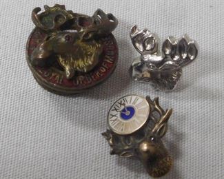 Vintage Lot of 3 Misc. Fraternal Organization Pins (Loyal Order of Moose, Etc..)