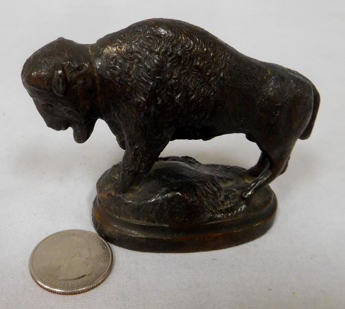 Antique 1901 Pan American Exposition Buffalo, NY Worlds Fair Cast Bronze Bison Paperweight