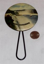 Vintage c. 1920 Niagara Falls Souvenir Celluloid Hand Held Vanity Mirror