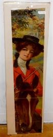 Antique 1911 Pabst Extract American Girl Chromolithograph Wall Calendar 35.5" Tall