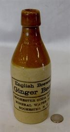 Antique English Brewed Ginger Beer Stoneware Bottle Rochester, NY