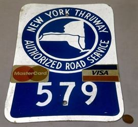 Vintage 1980's New York State Thruway Authorized Road Service Metal Sign