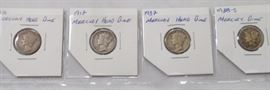 Lot of 4 US Mercury Head Silver Dimes (1916, 1917,1937,1938-S)