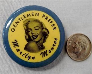 Vintage 1956 Gentlemen Prefer Marilyn Monroe Pin / Button