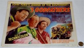 Original 1949 Title Lobby Card Movie Poster "3 Godfathers" John Ford Western Starring John Wayne