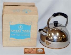 Vintage #885 Revere Ware 5 qt. Tea Kettle Stainless Steel Solid Copper Bottom w/ Original Box