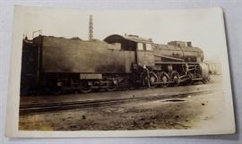 Antique c. 1910 Steam Engine & Tender w/ Conductor Real Photo Post Card